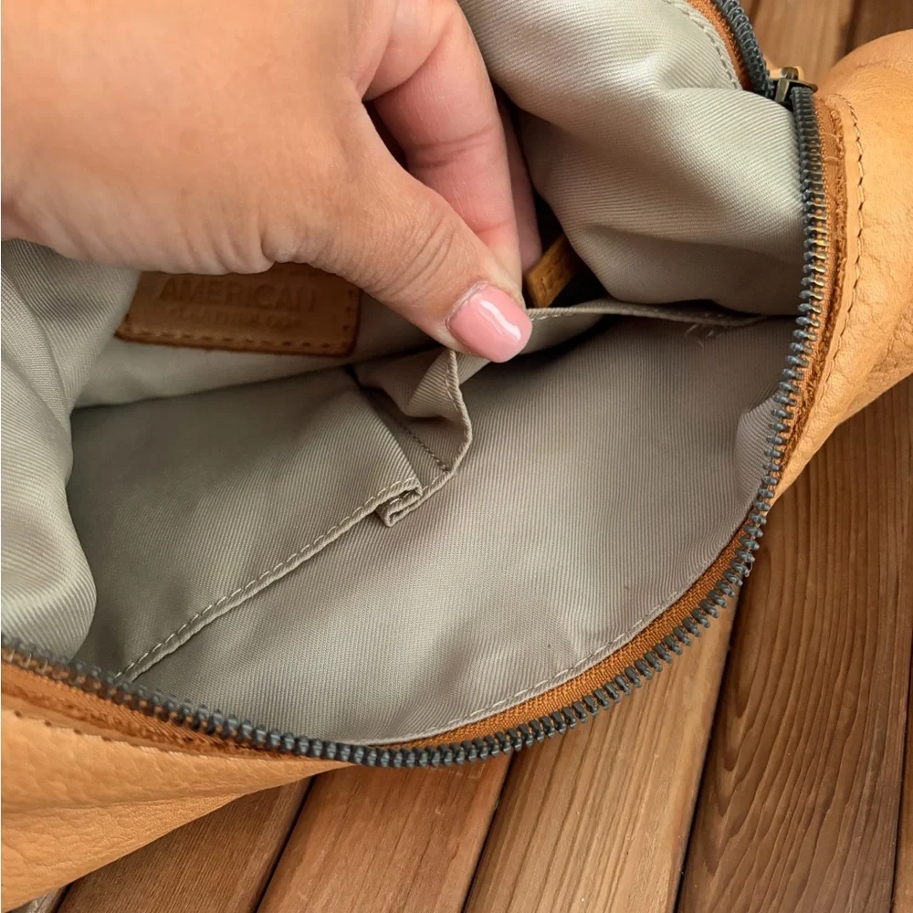 American Leather Co. slouchy leather hobo soft artisan leather  patina, camel - Picture 7 of 7